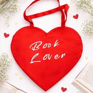✨ New! Handmade “Book Lover” Heart shaped XL Tote Bag ✨